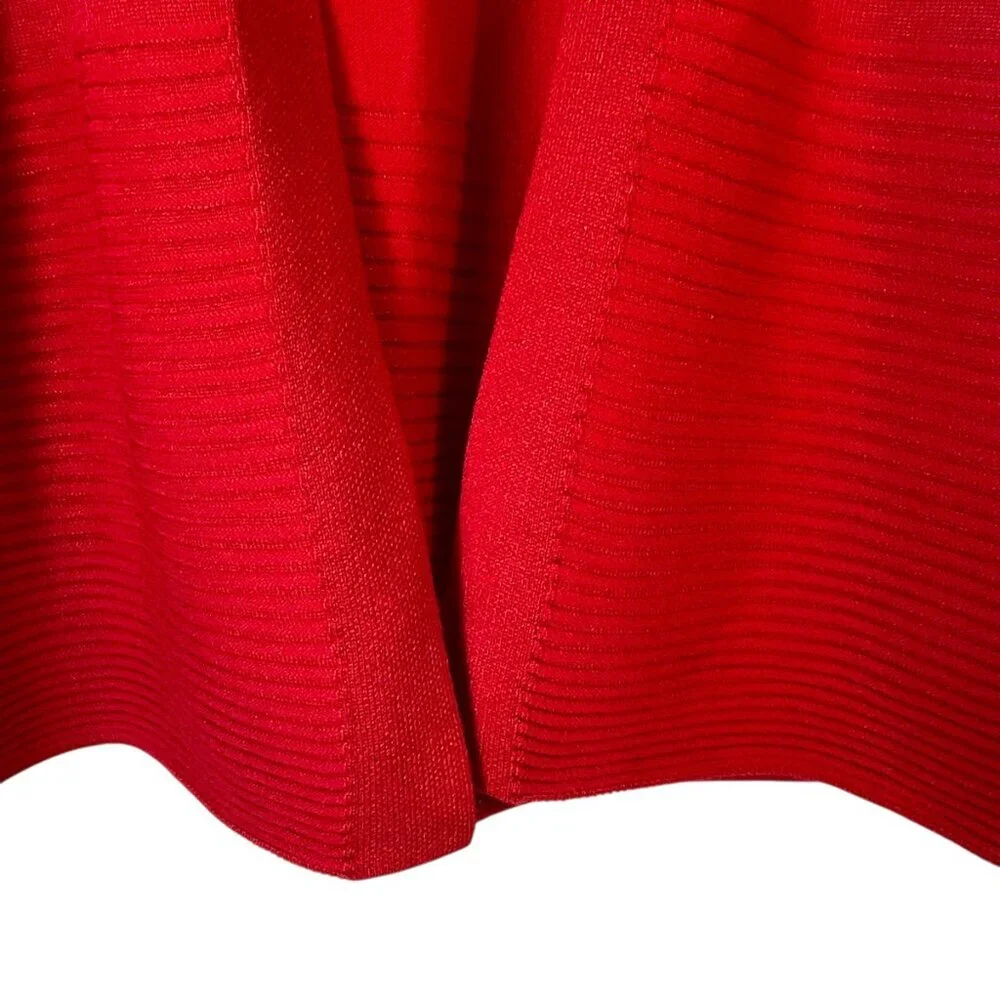 Peyton Primrose Red Ribbed Open Front Cardigan Sweater M